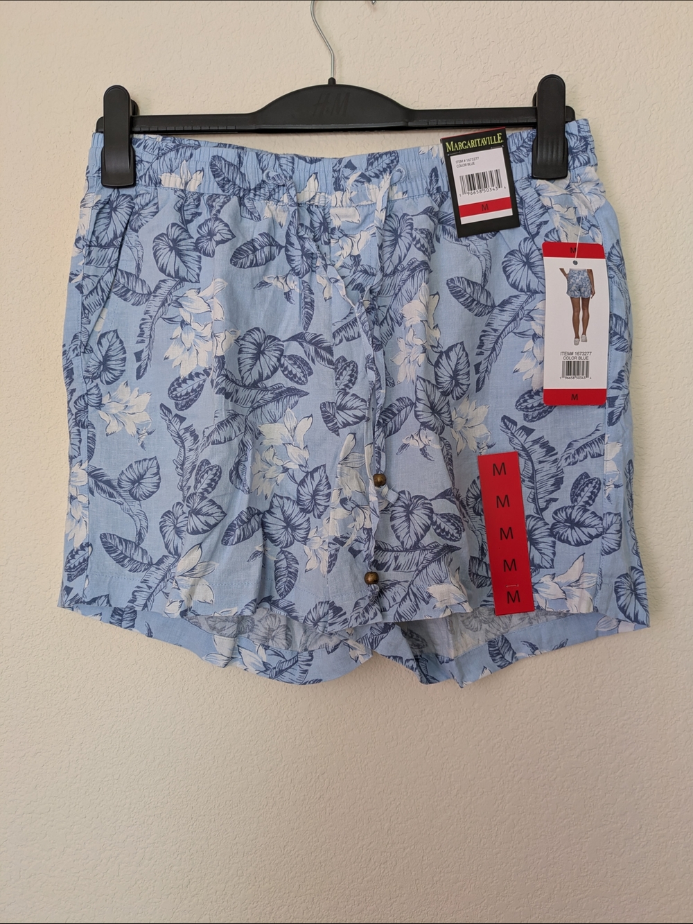 Margaritaville Blue Floral Elastic-Waist Shorts